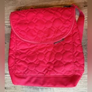 Thirty-One 31 Vary You Coral Hot Pink Quilted Dots Backpack Purse